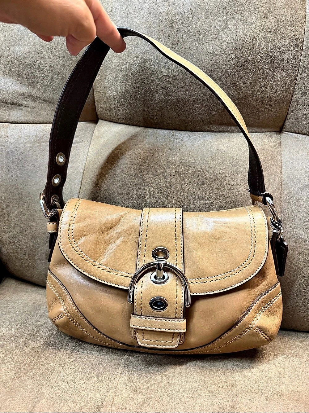 COACH Soho Buckle Flap Shoulder Bag Tan
